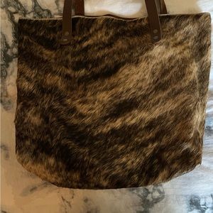 Hawks and Doves Cowhide Leather Small Tote Purse Bag
